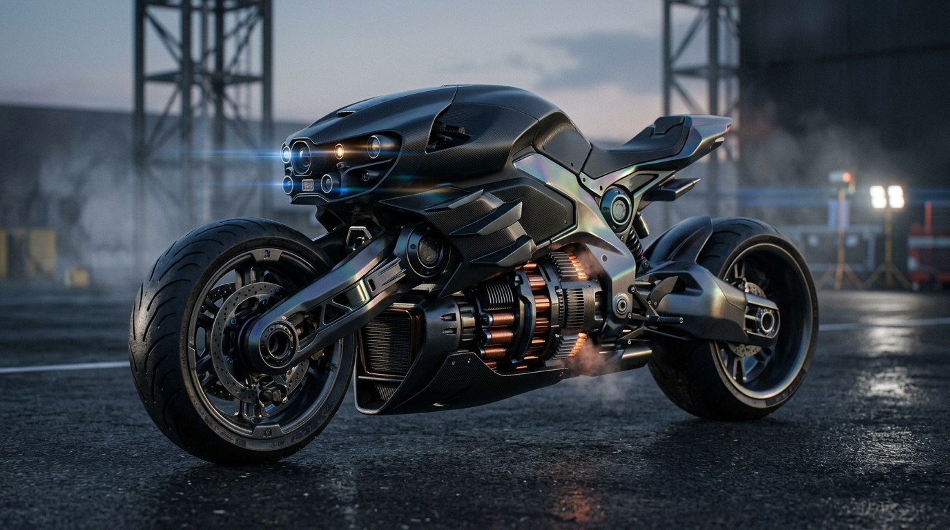 Speculative high-tech autonomous electric motorcycle concept